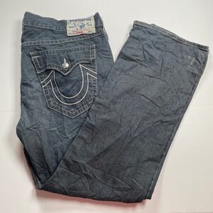 True Religion Jeans Straight Leg Thick‎ Stitch Pockets Denim Pants Size 42
